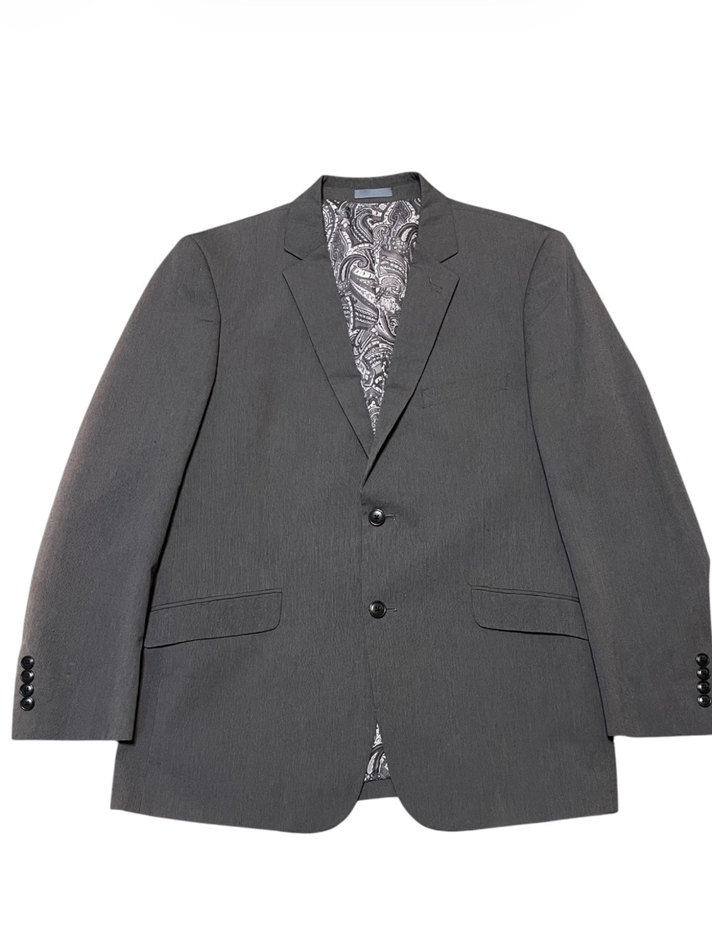 Men's Madison Blazer Gray 42R Cotton Paisely Lining Micro-Herringbone